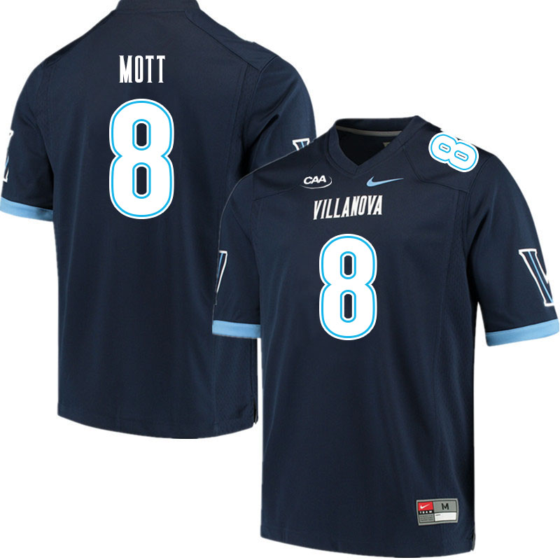 Men #8 James Mott Villanova Wildcats College Football Jerseys Stitched Sale-Navy